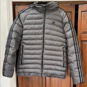 Adidas Men's Hooded Charcoal Puffer Jacket
